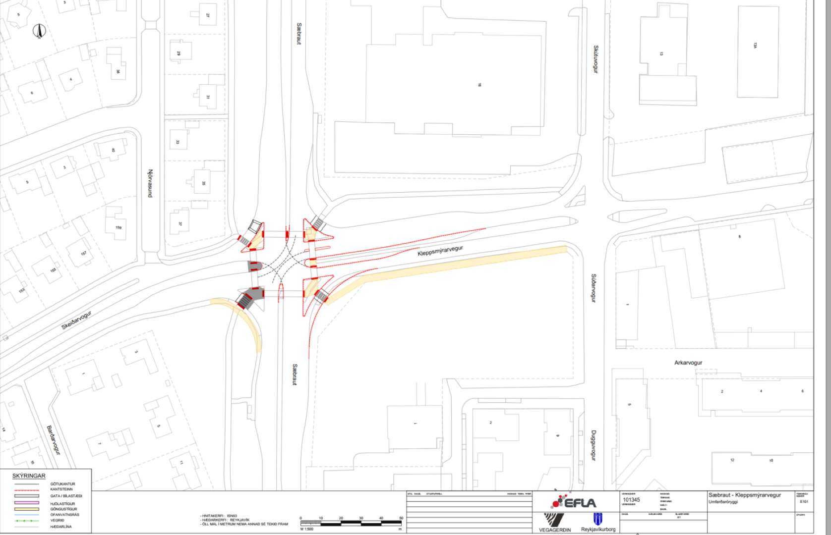 Kort, Sæbraut Kleppsmýrarvegur.