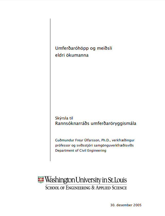 Umferðaróhöpp og meiðsli eldri ökumanna