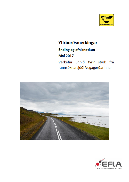 Yfirborðsmerkingar ending og efnisnotkun 2017