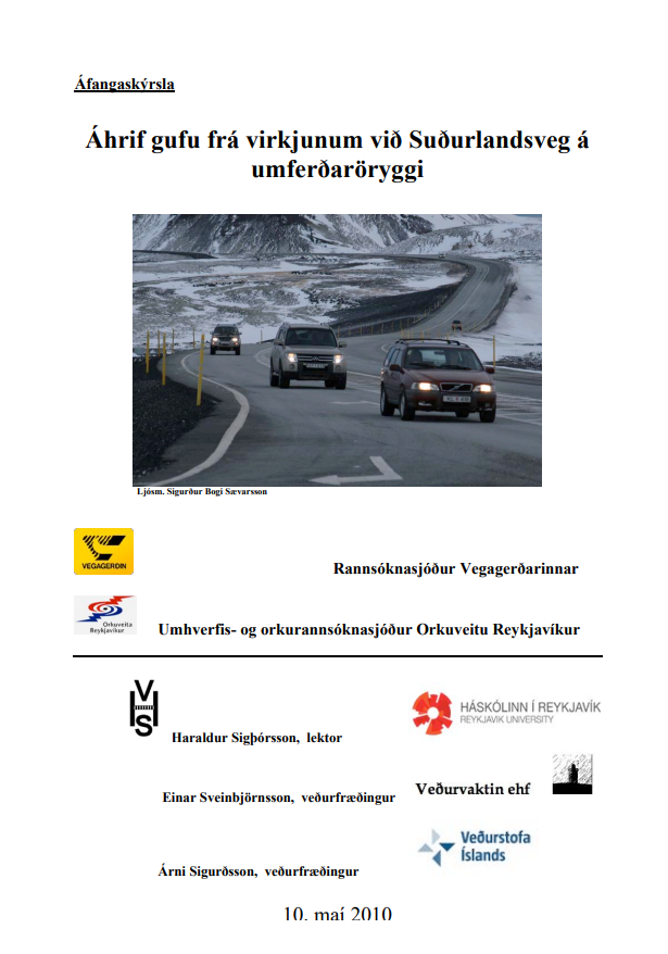 Áhrif gufu frá virkjunum við Suðurlandsveg á umferðaröryggi - áfangaskýrsla