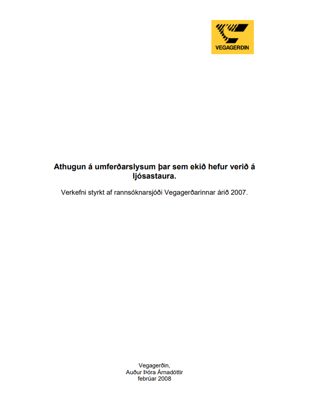 Athugun á umferðarslysum þar sem ekið hefur verið á ljósastaura