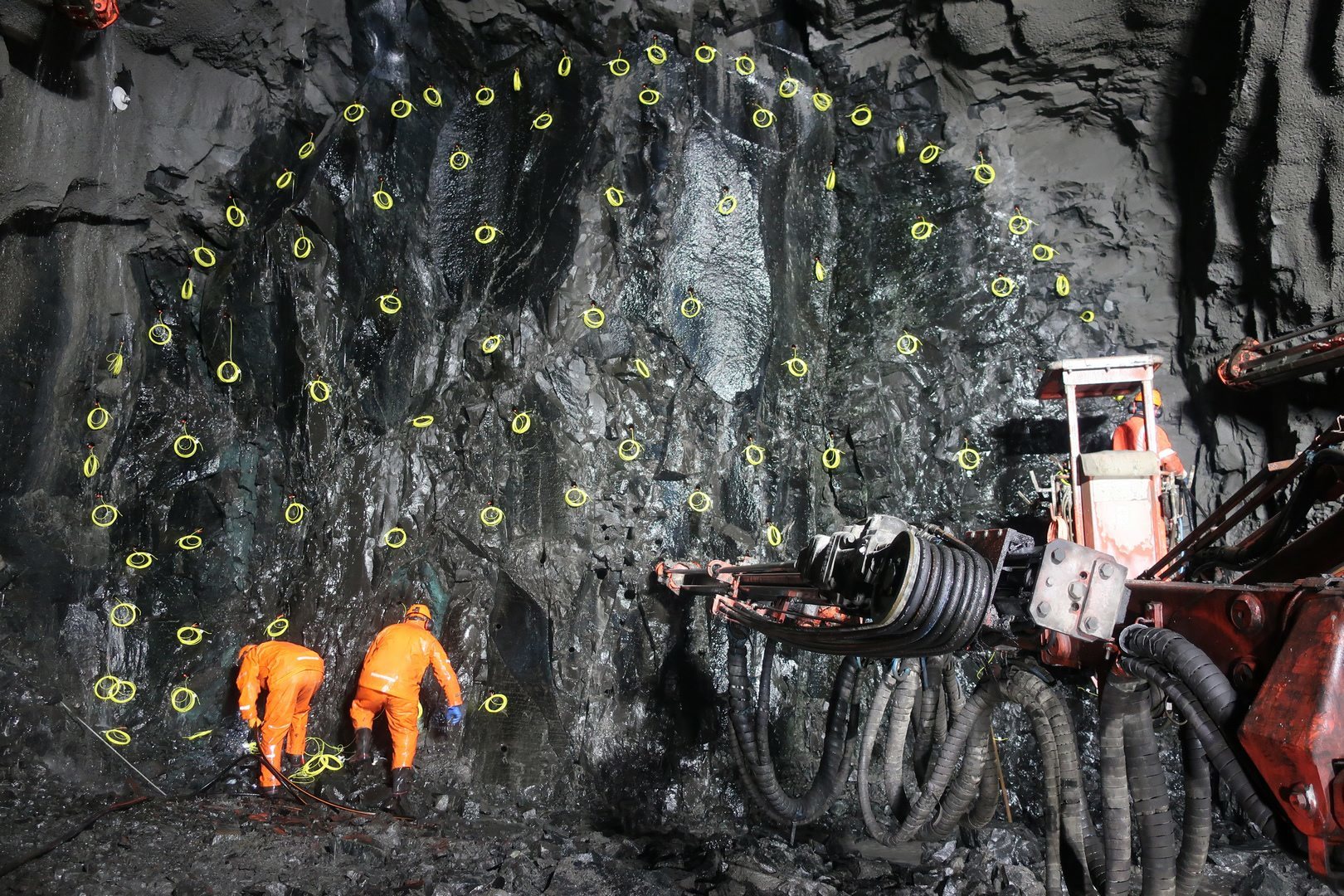 Dýrafjarðargöng á framkvæmdatíma. Göngin voru opnuð fyrir umferð í október 2020.