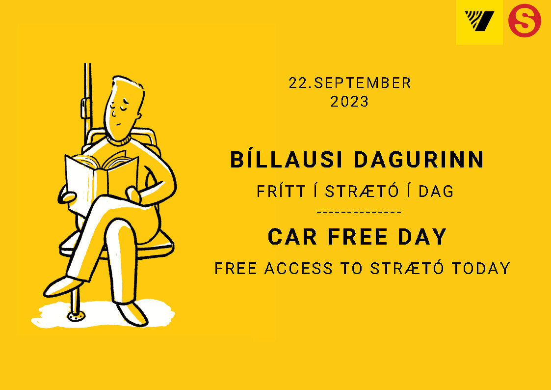 Frítt verður í Strætó og landsbyggðarstrætó 22. september 2023.