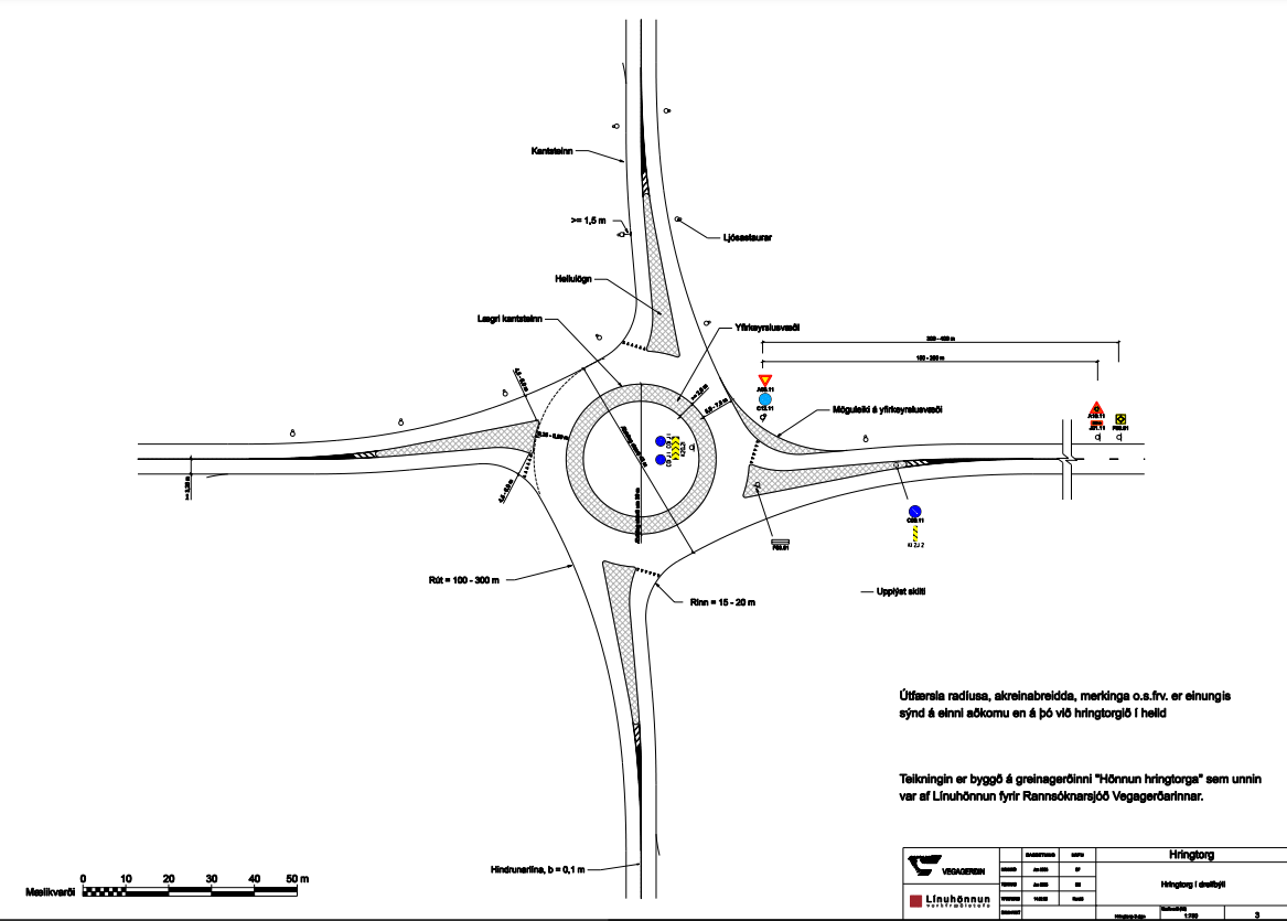Hönnun hringtorga - Hringtorg í dreifbýli