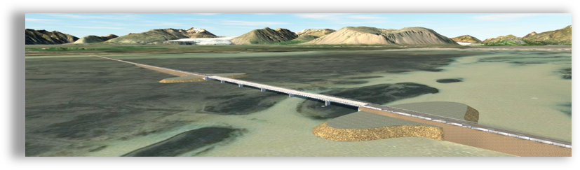 Ný brú yfir Hornafjarðarfljót, 250 m í sex höfum.