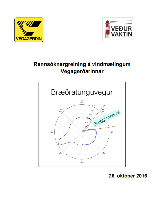 Rannsóknagreining á vindmælingum Vegagerðarinnar