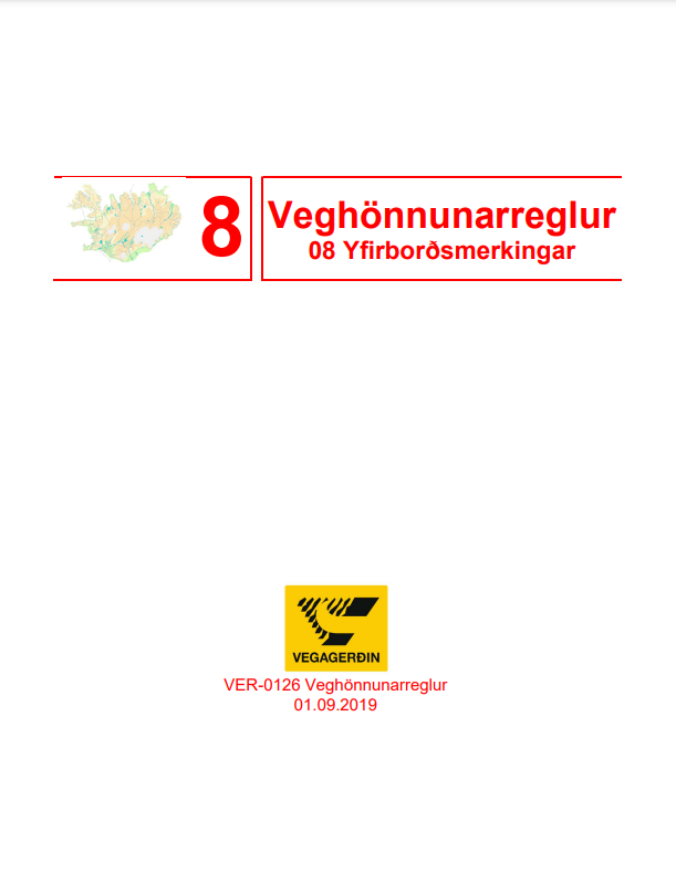 Veghönnunarreglur. Kafli 8 - Yfirborðsmerkingar