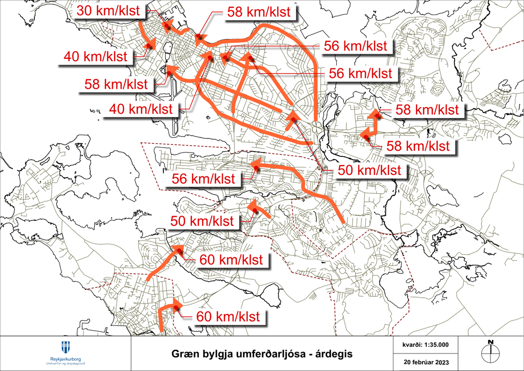 Traffic light green wave, early morning.