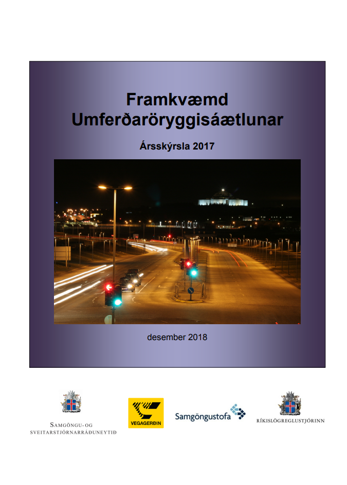 Forsíða skýrslu framkvæmd umferðaröryggisáætlunar 2017