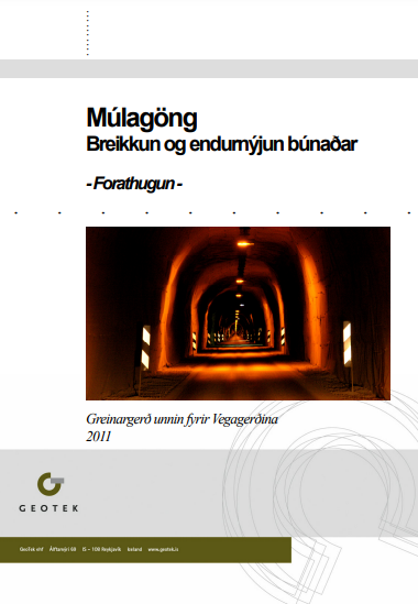 forsíða skýrslunnar - múlagöng