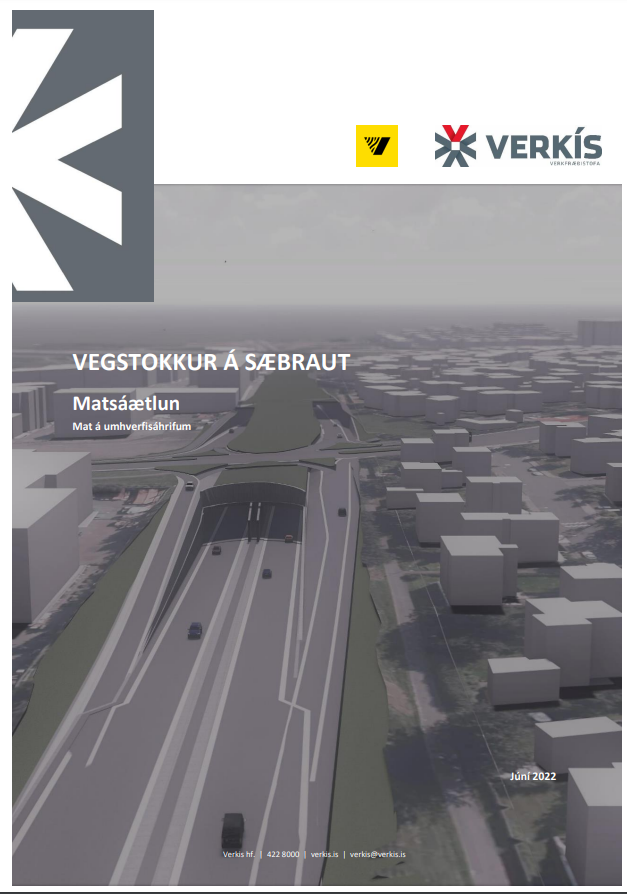 Forsíðumynd skýrslunnar - vegstokkur á Sæbraut - matsáætlun