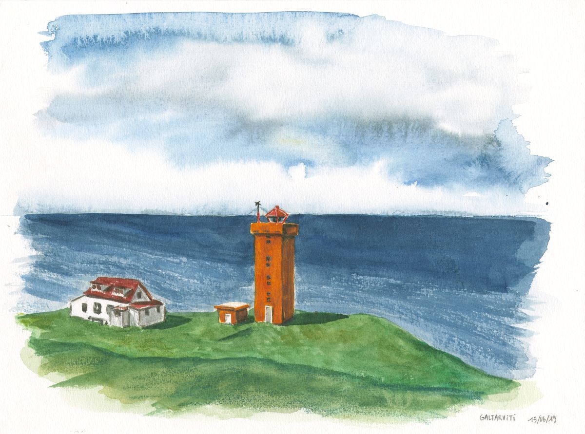 Mathilde segist varla geta gera upp á milli vitanna sem hún hefur skoðað og málað en Galtarviti er þó einn þeirra sem hún heldur hvað mest upp á.
