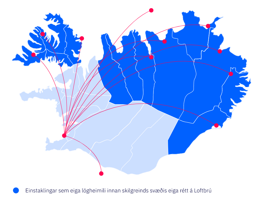 Loftbrú veitir 40% afslátt af heildarfargjaldi fyrir áætlunarflug innanlands til og frá höfuðborgarsvæðinu.
