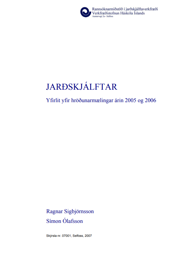Jarðskjálftar Yfirlit yfir hröðunarmælingar árin 2005 og 2006