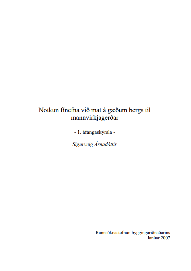 Notkun fínefna við mat á gæðum bergs til mannvirkjagerðar