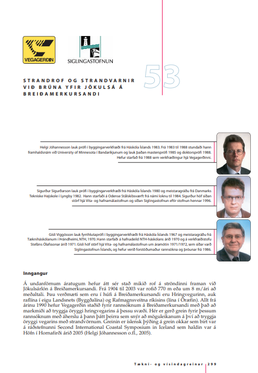 Strandrof og strandvarnir við brúna yfir Jökulsá á Breiðamerkursandi