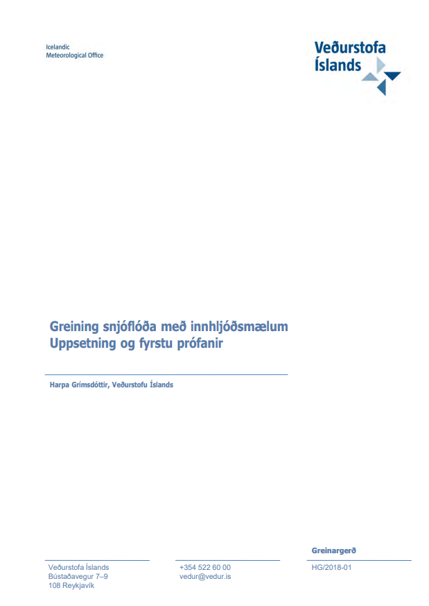 Greining snjóflóða með innhljóðsmælingum. Uppsetning og fyrstu prófanir
