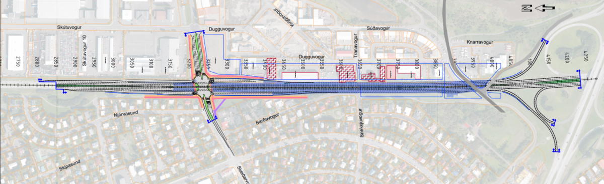 Hér sést hvar Sæbrautarstokkur kemur til með að vera.