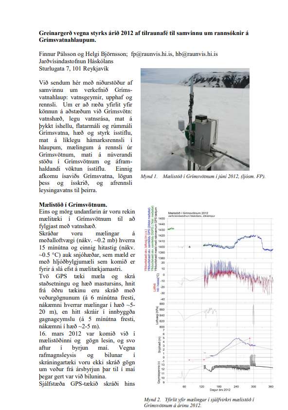 Grímsvatnahlaup, vatnsgeymir, upphaf og rennsli
