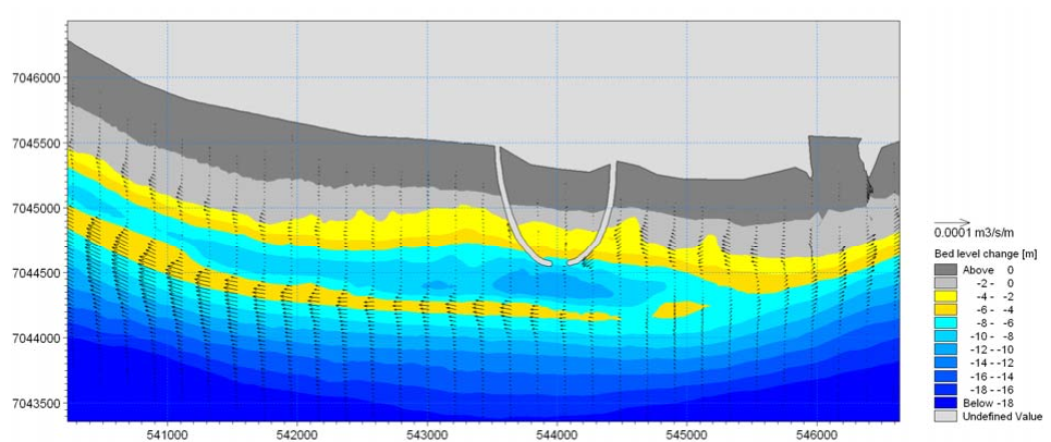 Sandburður í suðaustanöldu.