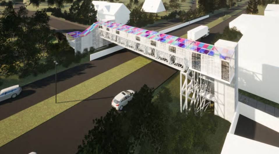 Hér sést hvernig brúin gæti litið út að utanverðu.