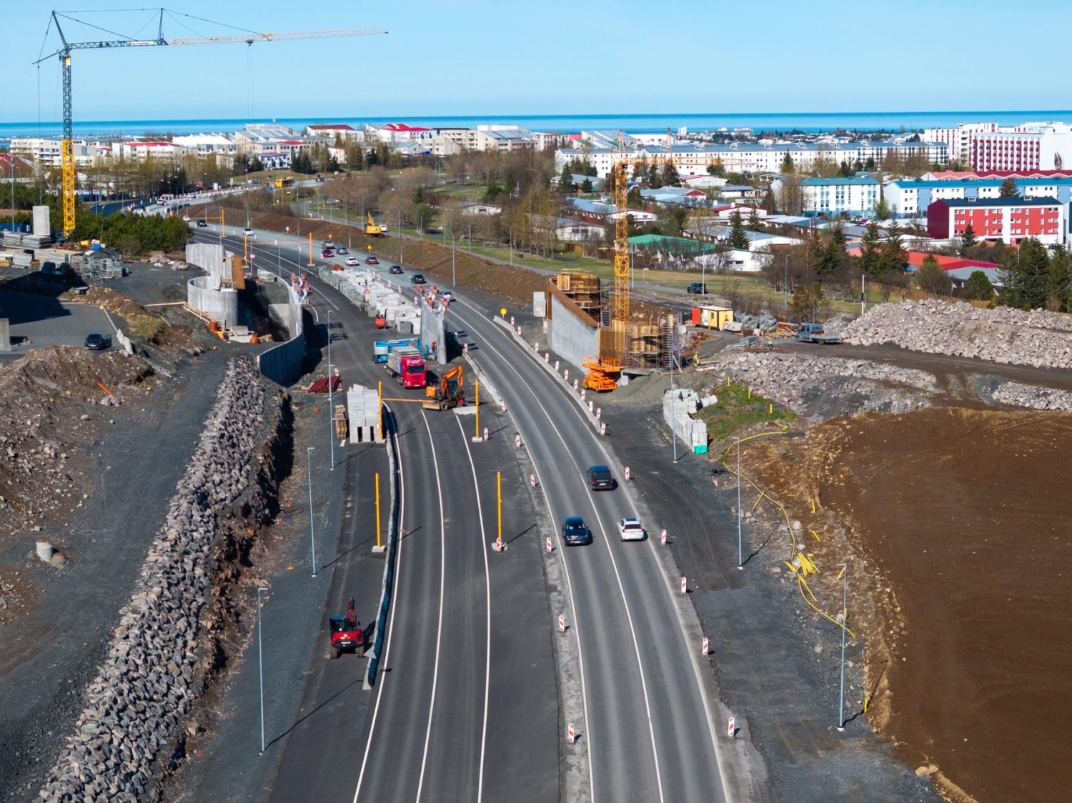 Work is underway on the concrete foundation for the road bridge.