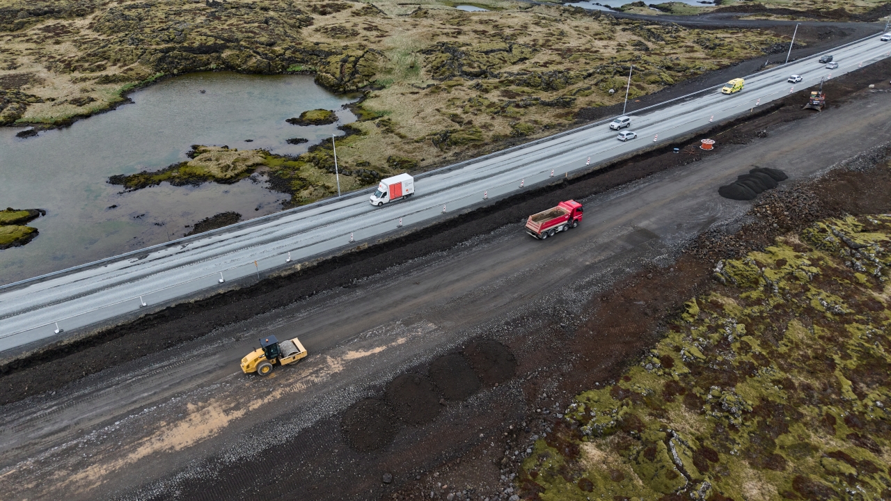 Framkvæmdir á breikkun Reykjanesbrautarinnar,