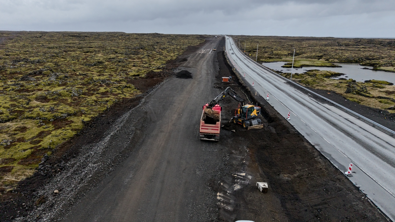 Framkvæmdir á breikkun Reykjanesbrautarinnar,