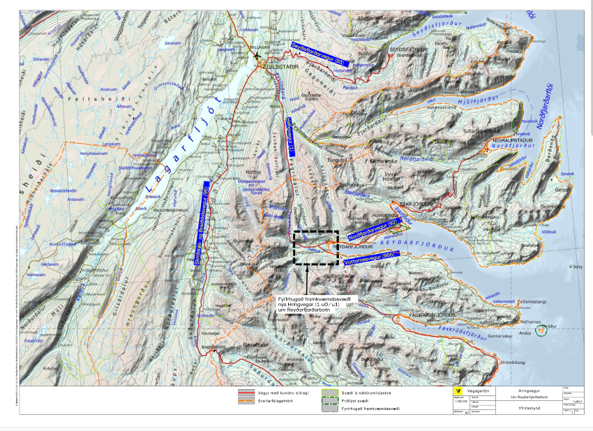 Hringvegur (1-u0/u1) um Reyðarfjarðarbotn