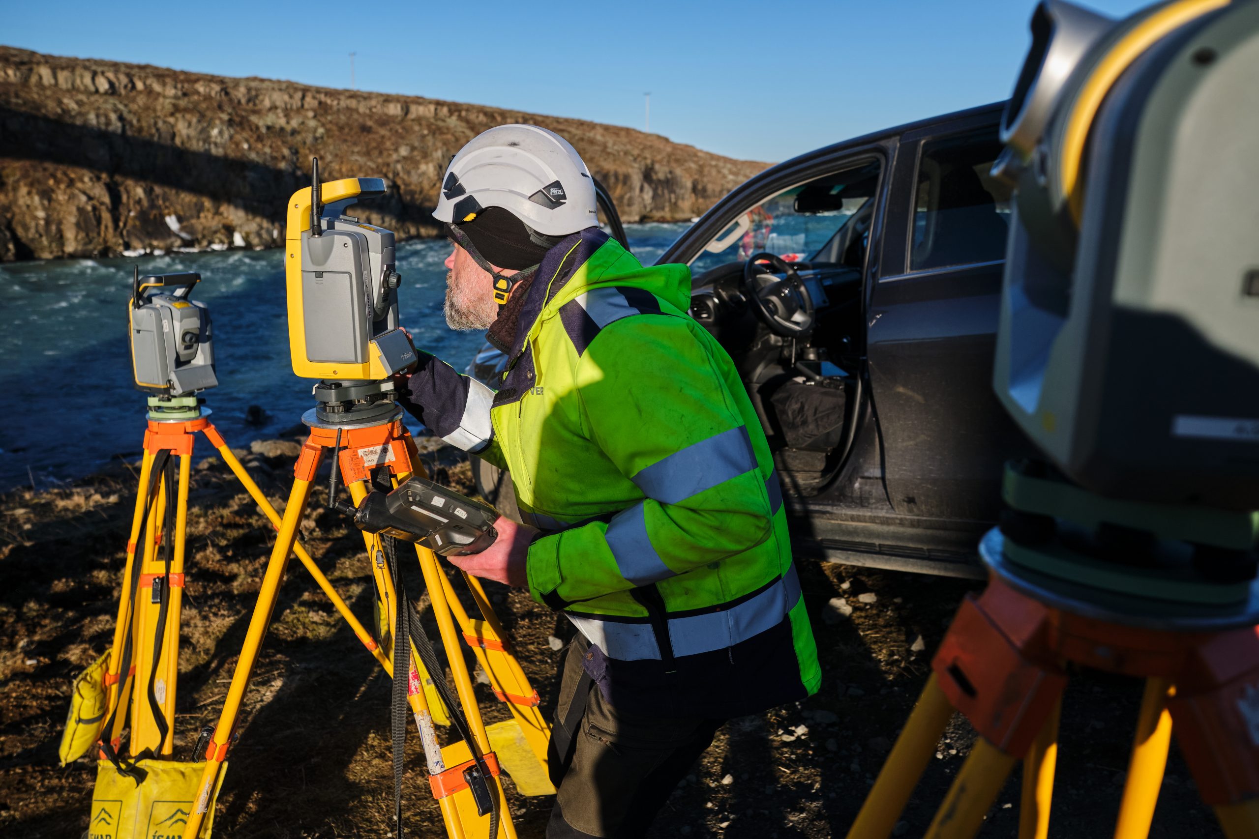 Mælingamenn frá Verkís komu að verkefninu, auk tæknimanna frá Rambøll.
