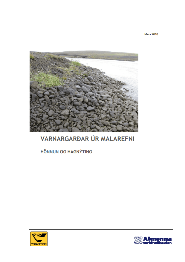 Forsíða skýrslunnar - Varnargarðar úr malarefni - hönnun og hagnýting