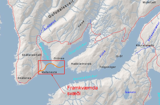 Framkvæmdasvæði útboðsins: Vestfjarðarvegur (60) um Gufudalssveit, Hallsteinsnes-Skálanes, fyllingar.
