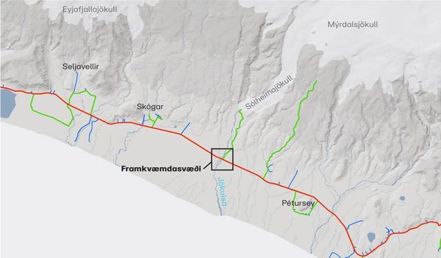 Kortið sýnir framkvæmdasvæði brúarsmíðinnar.