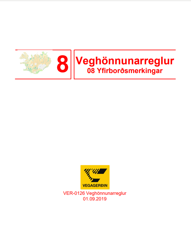 Veghönnunarreglur. Kafli 8 - Yfirborðsmerkingar