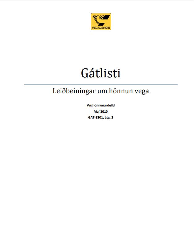 Forsíða - Gátlisti - leiðbeiningar um hönnun vega