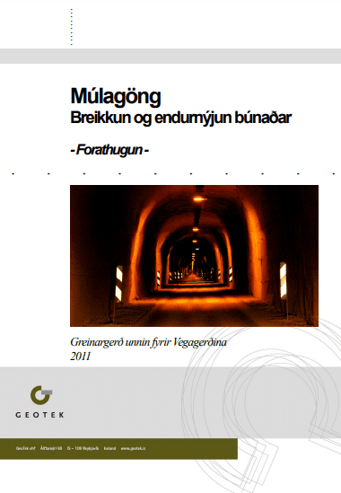 forsíða skýrslunnar - múlagöng