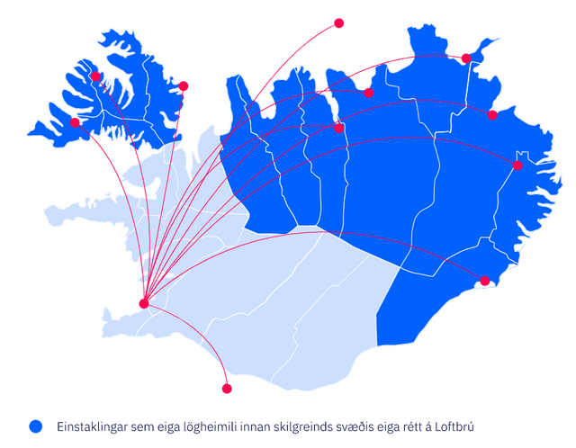 Loftbrú veitir 40% afslátt af heildarfargjaldi fyrir áætlunarflug innanlands til og frá höfuðborgarsvæðinu.
