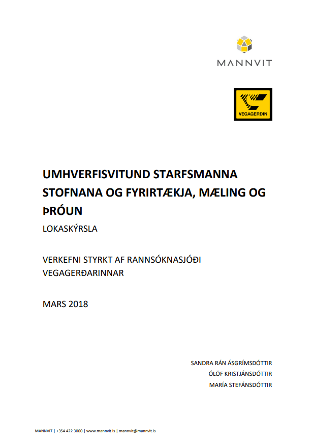 Umhverfisvitund starfsmanna stofnana og fyrirtækja, mæling og þróun