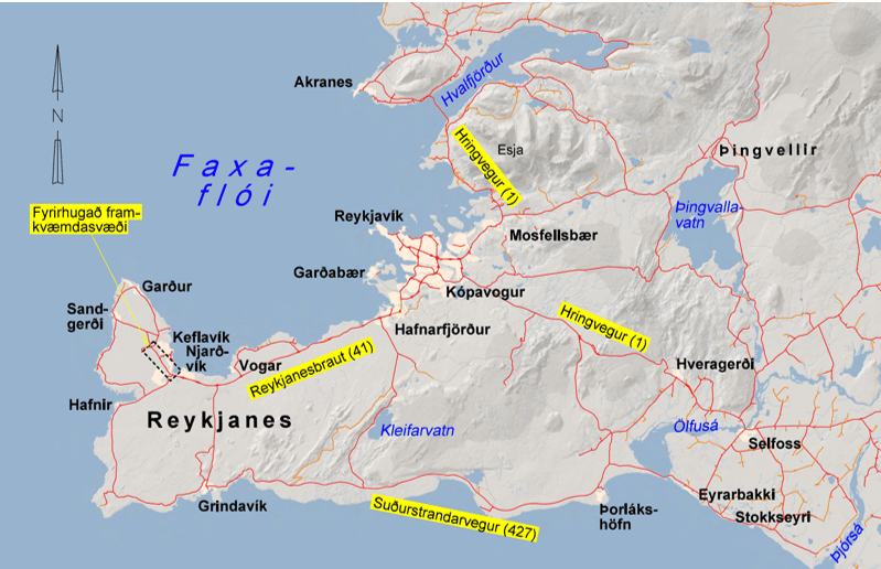 Fyrirhugað framkvæmdasvæði er afmarkað með svörtum ferhyrningi.