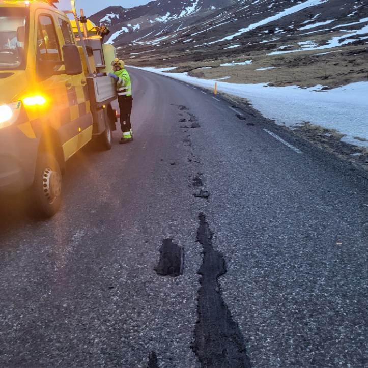 Bikblæðingar á Vatnaleið á Snæfellsnesi í febrúar 2025.